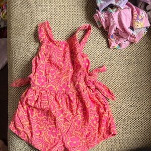 Vince Camuto Girls' Pink Floral Tie-Waist Romper